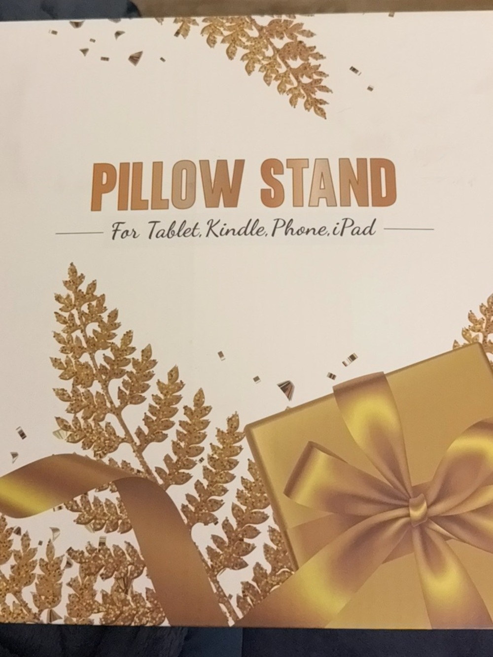 Pillow Stand Tablet Holder in Gold and White